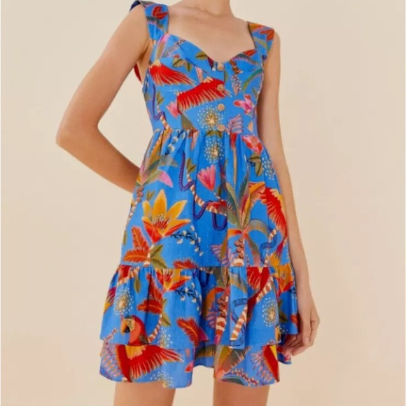 FARM Rio Blue Floral Mini Dress - Picture 2 of 10